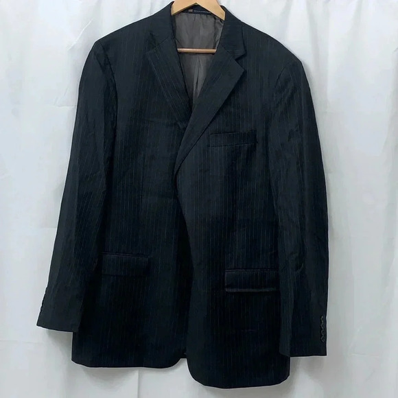 Men’s Hart Schaffner Charcoal Pin Striped Blazer Size 48L EUC - Picture 1 of 11